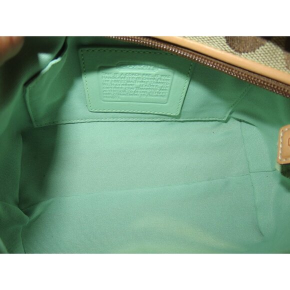 Coach 2000's Y2K Signature Collection Khaki Canvas & Green Suede demi baguette - Picture 6 of 14